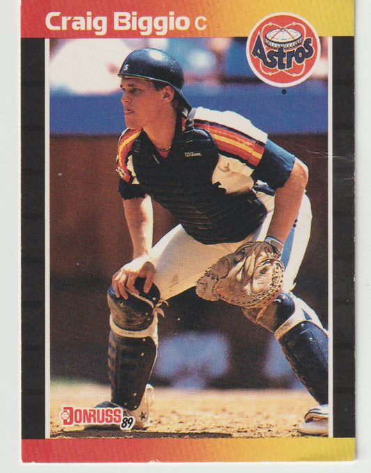 Baseball trading card of Craig Biggio with Astros logo