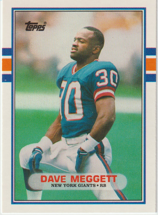 Vintage football trading card of Dave Meggett from the New York Giants, featuring Topps branding.