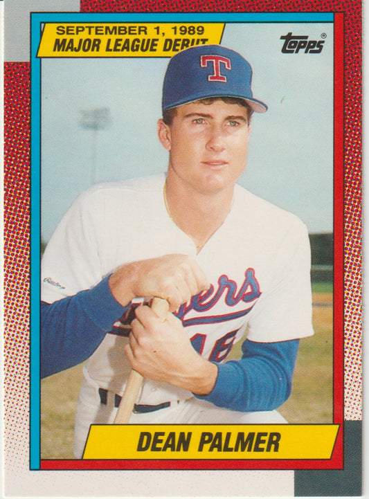 Baseball trading card of Dean Palmer with a red border and 'Topps' branding.
