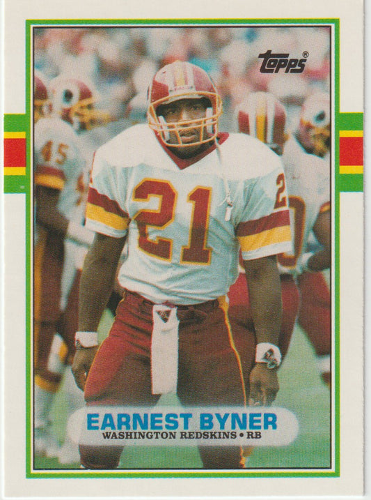 Vintage football trading card of Earnest Byner for the Washington Redskins, featuring Topps branding.