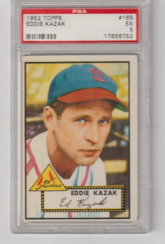 Baseball card of Eddie Kazak from 1952 Topps series, graded by PSA