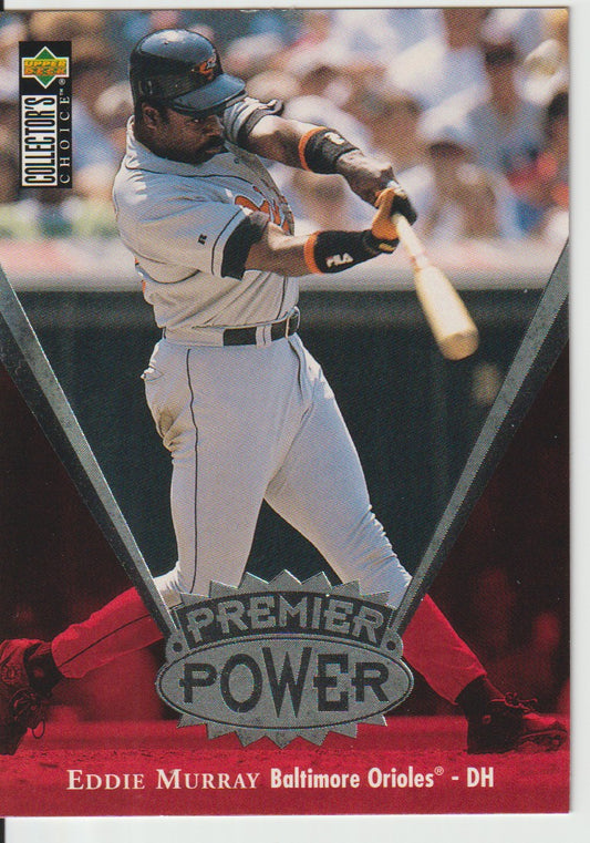 Baseball trading card of Eddie Murray from the Baltimore Orioles, featuring his batting stance.