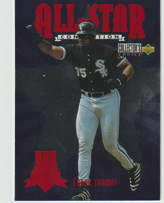 Baseball trading card featuring a player in a black uniform with 'All-Star' and 'Collectors Choice' text on a dark background.