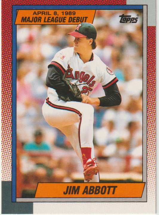 Baseball trading card of Jim Abbott with 'Topps' branding