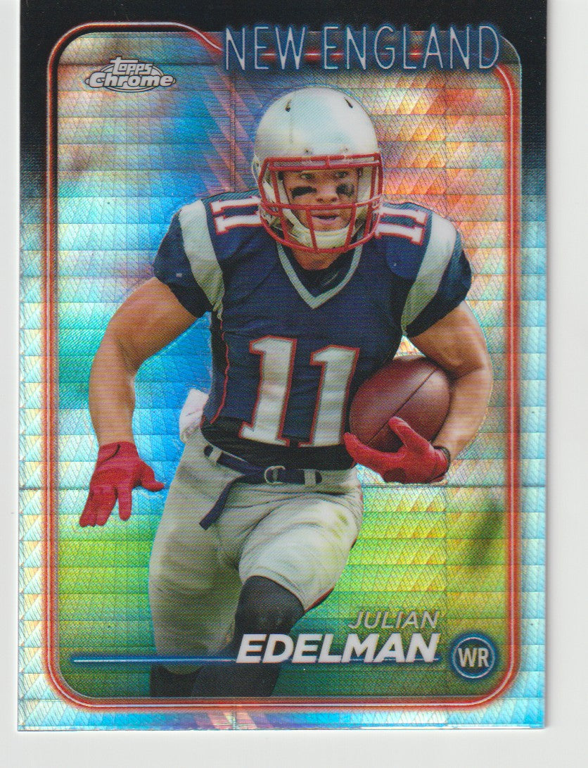 Football trading card of Julian Edelman with New England Patriots uniform