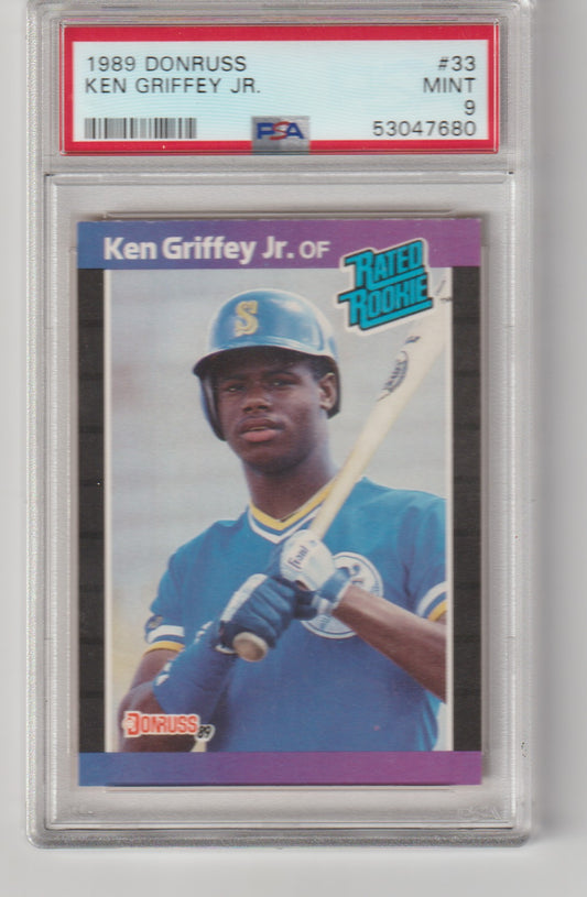 1989 Donruss Ken Griffey Jr. trading card in protective case