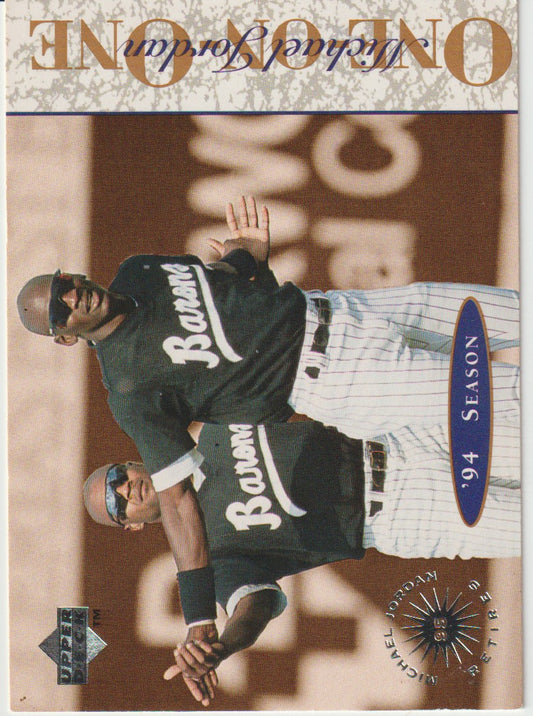 Baseball trading card featuring two players in 'Barons' uniforms with '1994 Season' text.