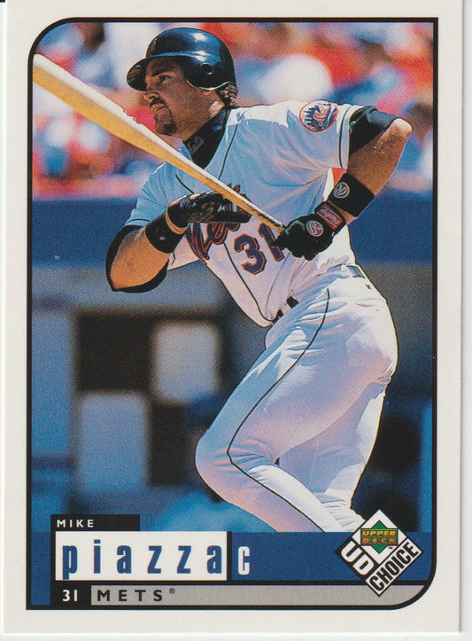 Baseball trading card of a player in a Mets uniform holding a bat.