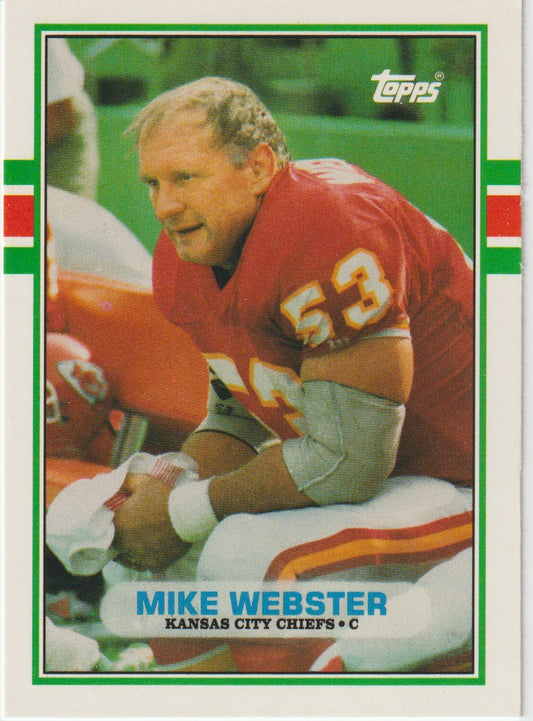 Football trading card featuring Mike Webster wearing number 53 jersey.