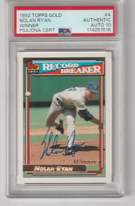 Baseball trading card of Nolan Ryan with a PSA/DNA certification label.