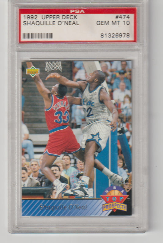 Basketball trading card of Shaquille O'Neal with PSA grading label