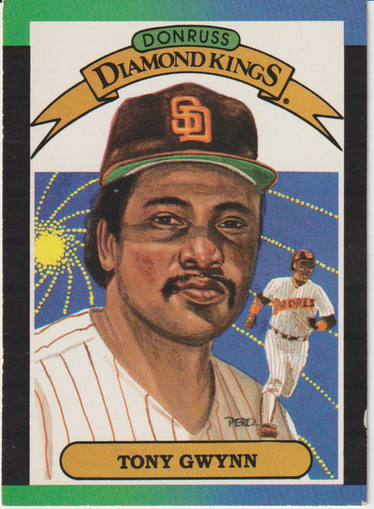 Baseball trading card of Tony Gwynn featuring the Donruss Diamond Kings logo.
