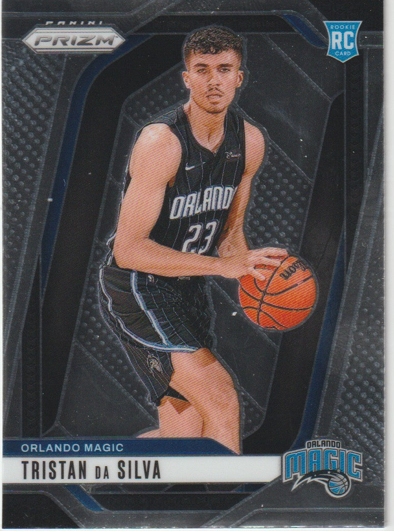 Basketball trading card of Tristan da Silva with Orlando Magic jersey and Panini Prizm branding.