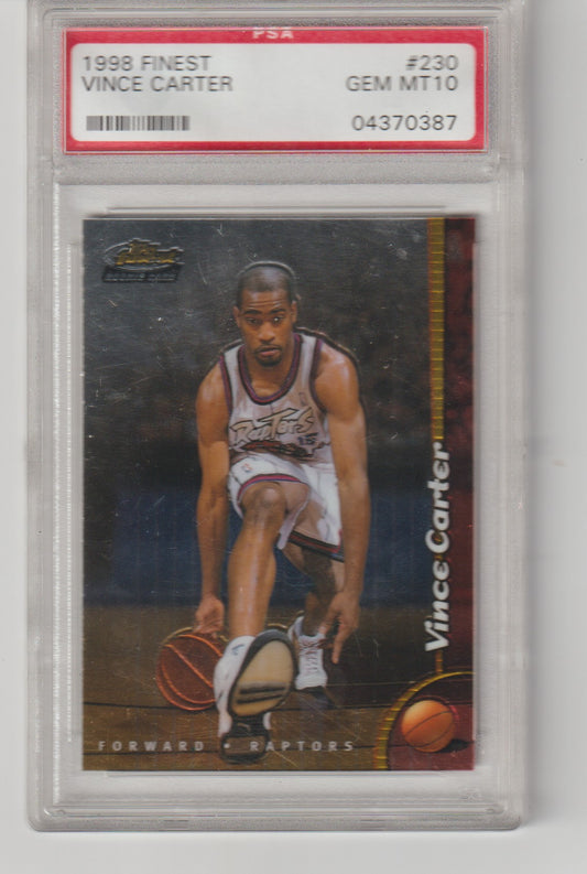 Basketball trading card of Vince Carter with PSA grading label
